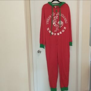Hooded rooster sauce Sriracha union suit